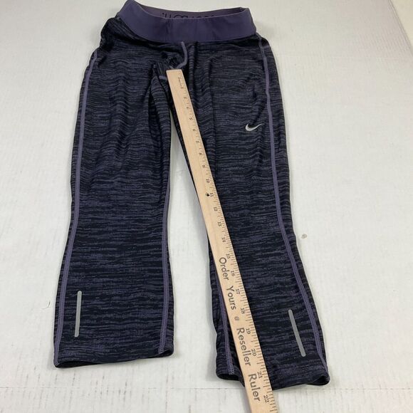 Nike Womens Dri Fit Leggings Purple Black Mid Rise Just Dot It Workout Gym Small - Picture 5 of 12
